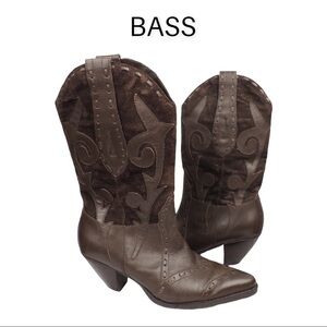 Bass Palomino 7 brown leather suede cowgirl boots